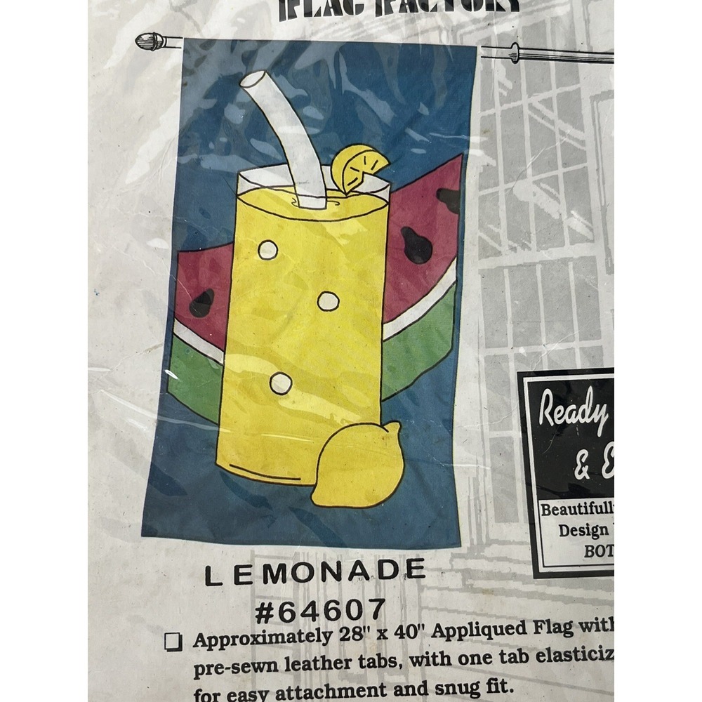 Vintage Flag Factory Lemonade Watermelon Appliqued Flag 28" X 40" 2 Sided - Picture 3 of 3